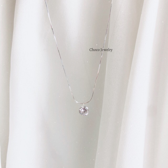 Dây Chuyền Bạc Hạt Đá Dáng Ngắn Choco Jewelry