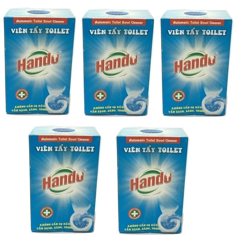 Combo 5 viên tẩy xanh diệt khuẩn làm thơm bồn cầu Hando 60g (400 lần xả nước/viên) KL819