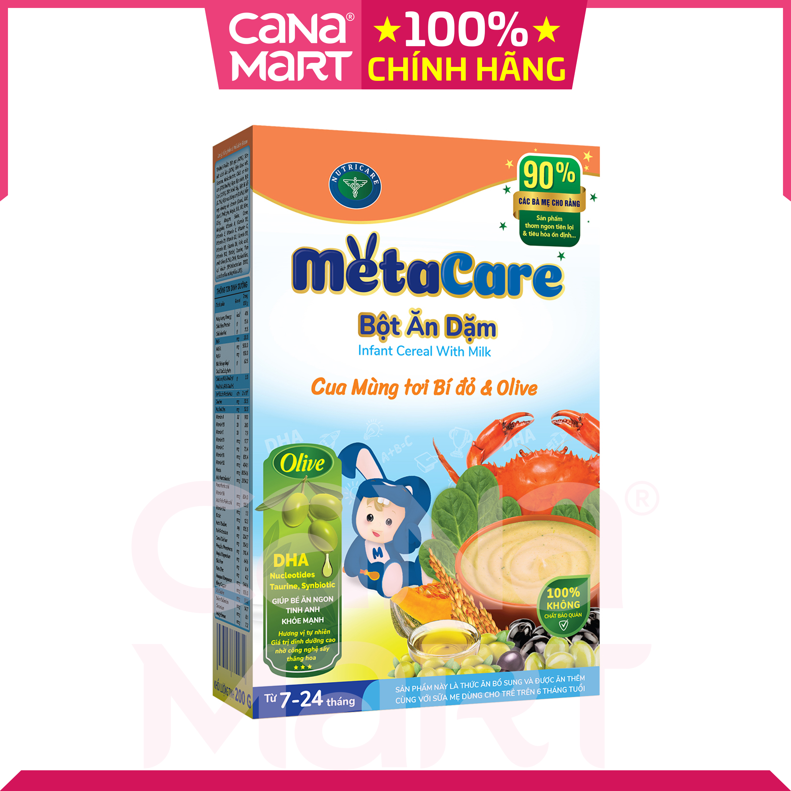 Bột ăn dặm Metacare Cua mùng tơi bí đỏ & olive