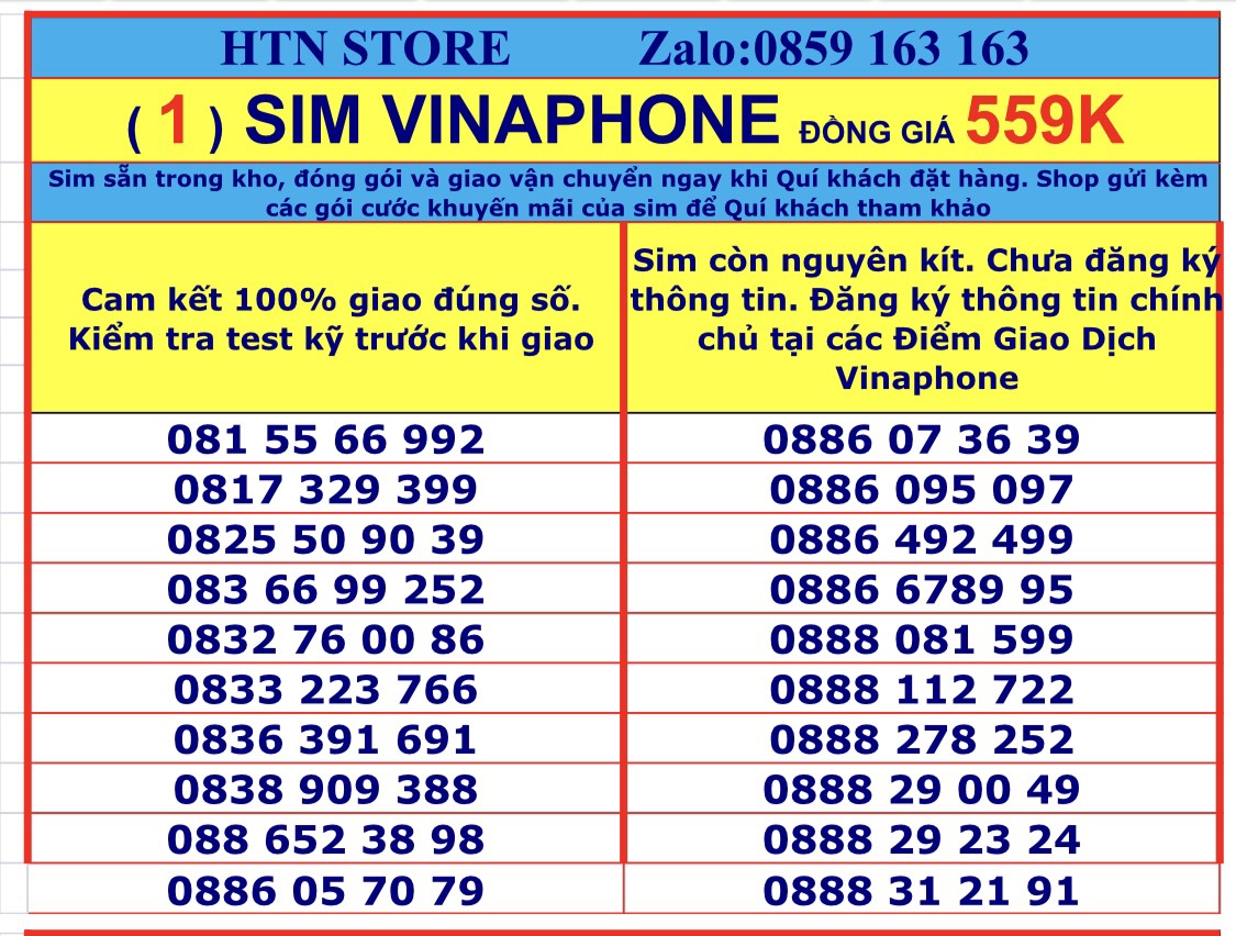 Sim vinaphone số đẹp giá rẻ đồng giá 559k - sim trả trước (1)