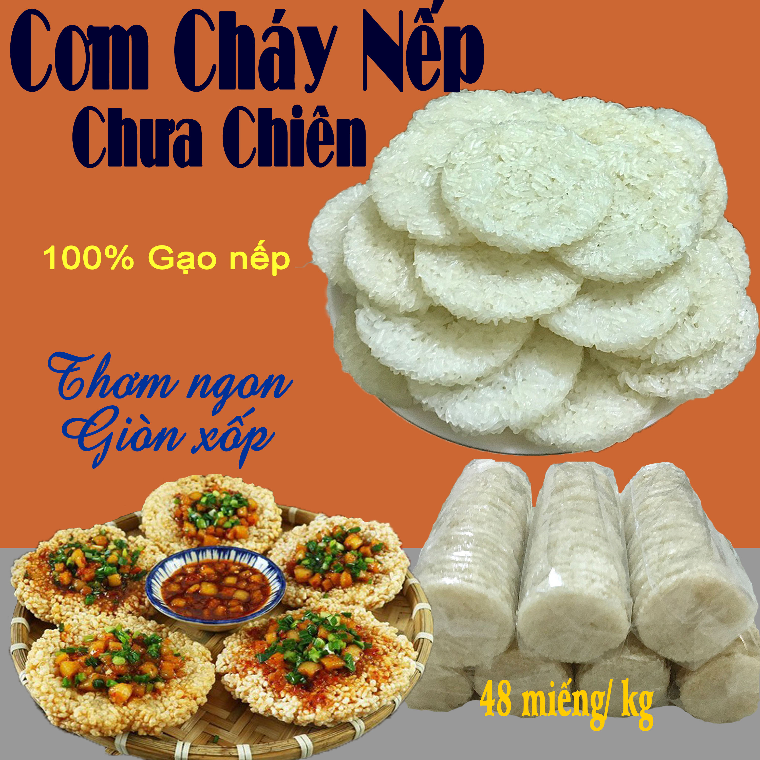 500gr Cơm cháy nếp chưa chiên, size nhỏ vừa ăn tiện lợi , làm cơm cháy chà bông,cơm cháy kho quẹt, cơm cháy mỡ hành