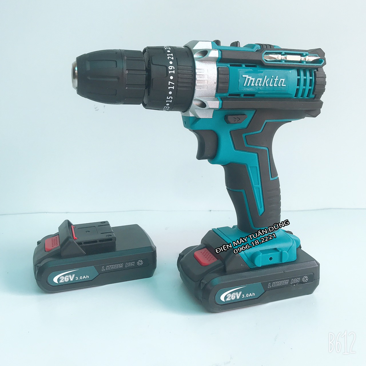 [TẶNG 24 PHỤ KIỆN] Máy khoan pin Makita 26V, 100% dây đồng, 25 cấp trượt