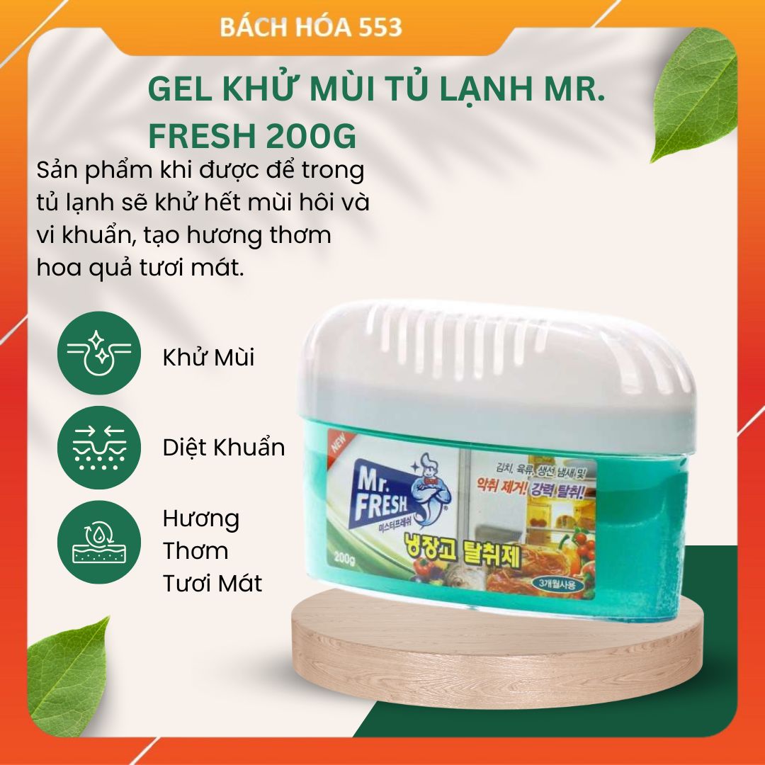 Hộp gel khử khuẩn khử mùi tủ lạnh cao cấp mr. fresh hàn quốc 200g