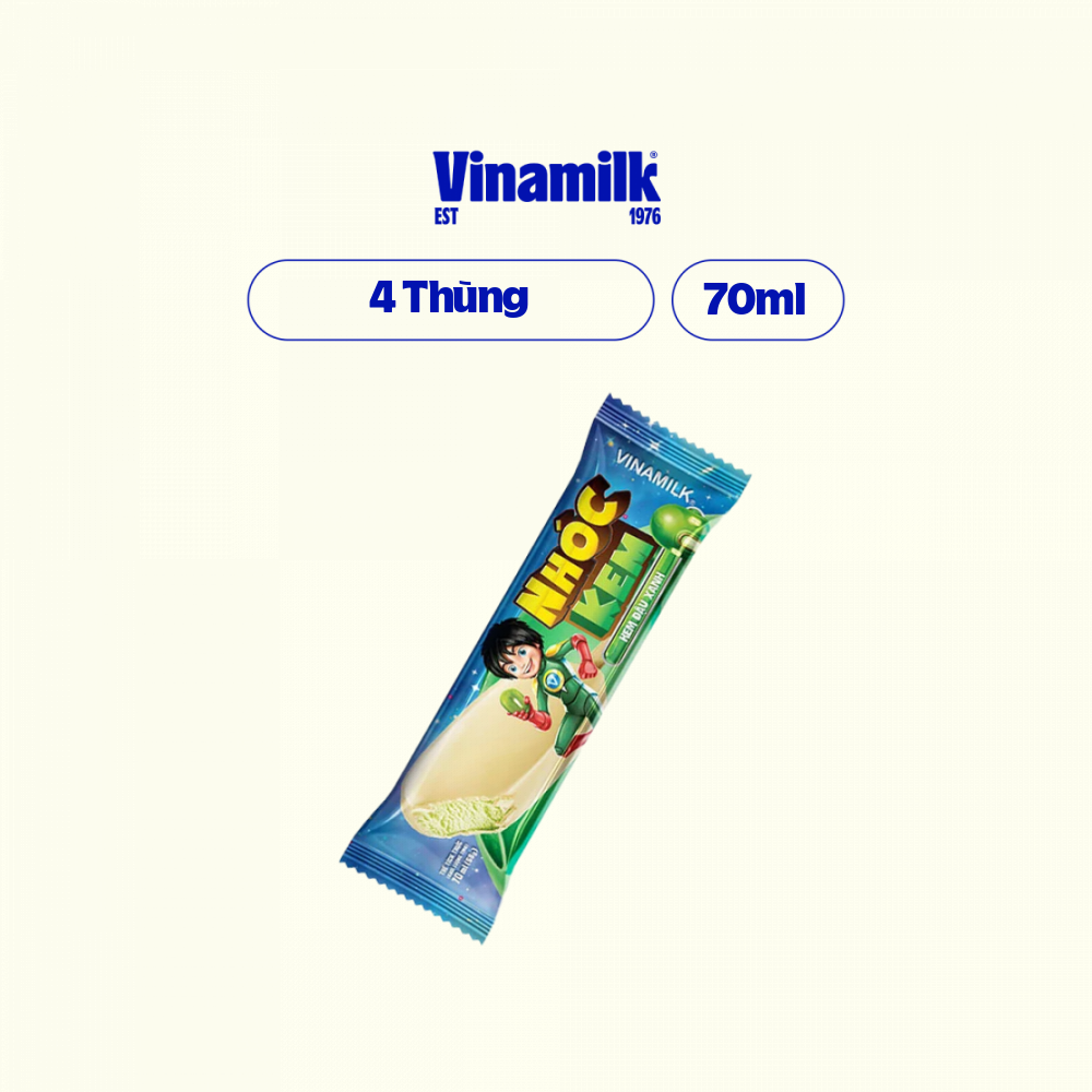 4 thùng nhóc kem vinamilk đậu xanh - que 70ml