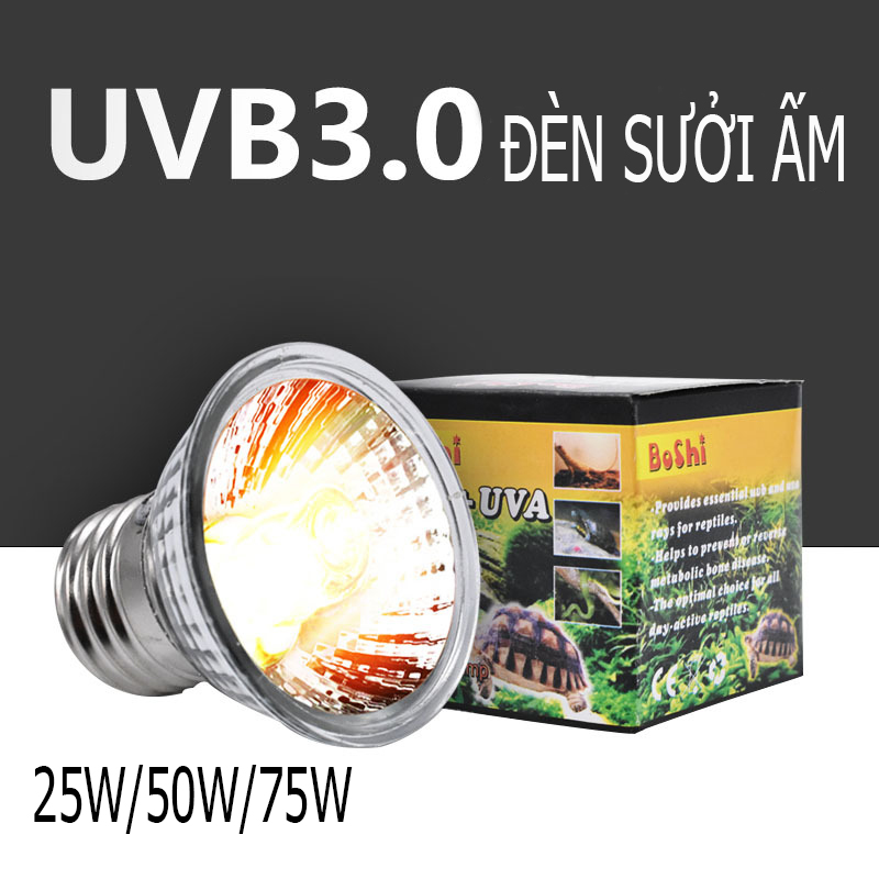 Bóng đèn bò sát Đèn sưởi ấm cho bò sát động vật rùa UVA + UVB 3.0 25W 50W
