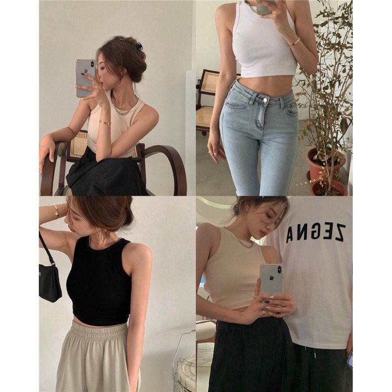 Áo Ba Lỗ Croptop Nữ Chất Cotton Đẹp Co Dãn Tốt, Áo Croptop Nữ, Áo balo