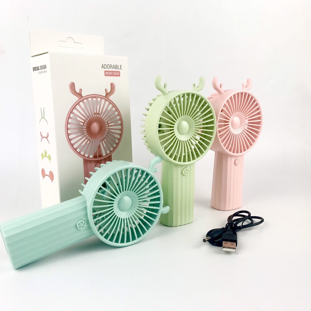 Quạt mini để bàn gutek h933 tai hươu nhiều màu sắc, pin sạc tích điện, nhỏ gọn gió mát, hàng chính hãng