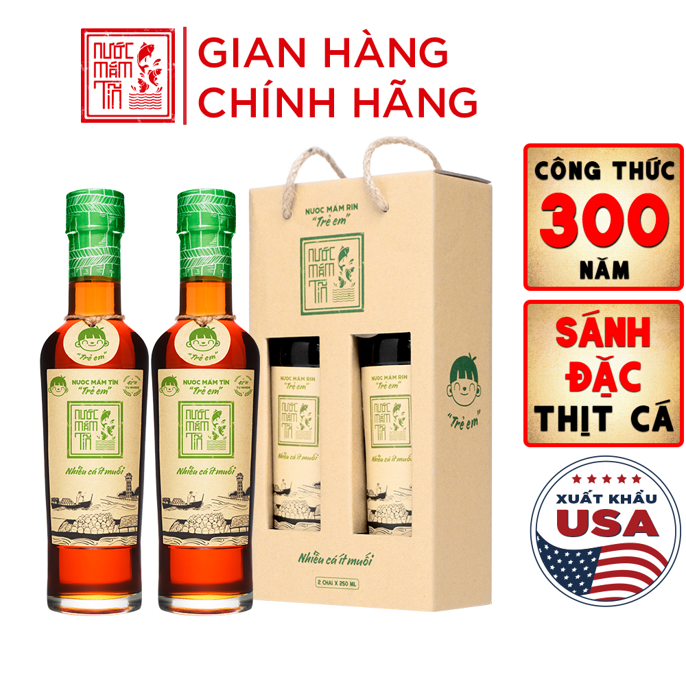 Nước mắm Tĩn Trẻ Em Cho Bé Ăn Dặm chai thủy tinh nhiều cá ít muối