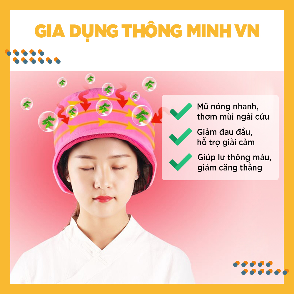 Mũ ngải cứu, Mũ chườm nóng ngải cứu - hàng loại 1 bảo hành 6 tháng mũ masage
