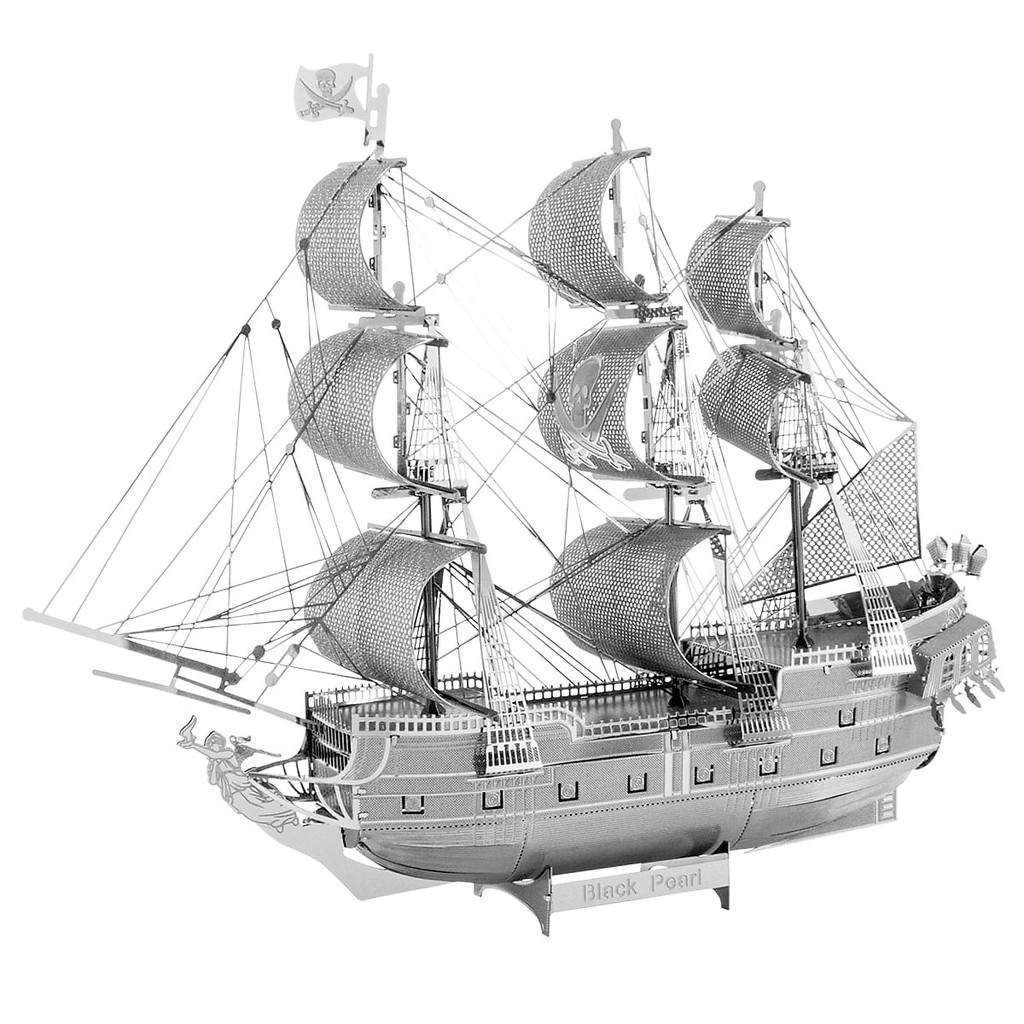 Mô hình lắp ráp kim loại tàu cướp biển Black Pearl Piececool P044-S kim đồ chơi xếp hình lắp ráp mô hình kim loại mô hình lắp ráp 3d mô hình tàu đồ chơi xêp hình pearl mideer jigsaw puzzle mô hình thuyền tàu titanic mô hình black