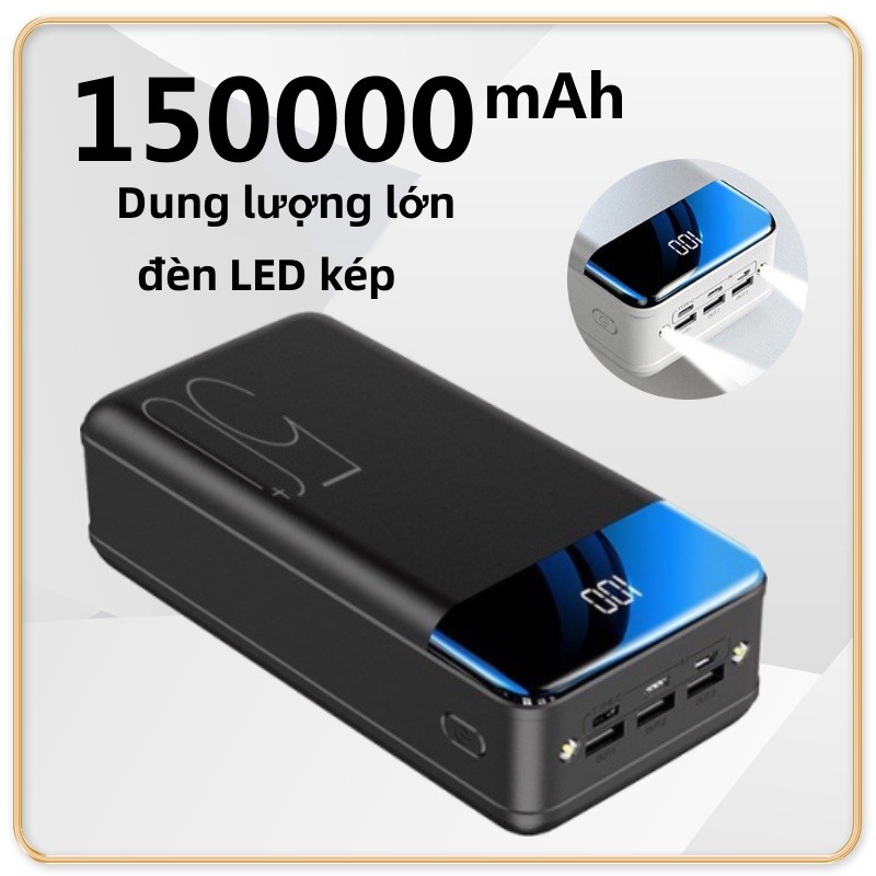 Sạc dự phòng 150000mAh Màn hình kỹ thuật số Công suất lớn Đèn LED Powerbank di động 100% chính hãng