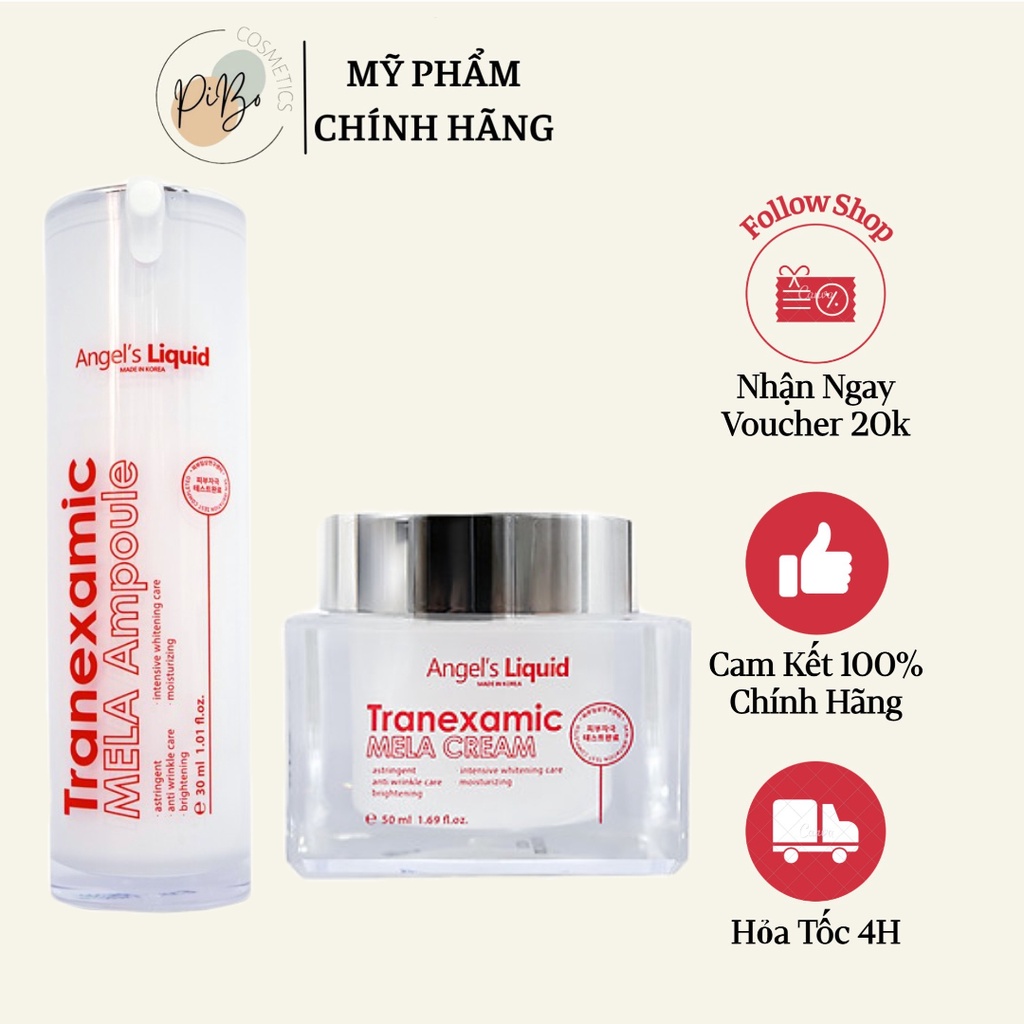 Bộ đôi hỗ trợ giảm nám chuyên sâu Angel's Liquid Tranexamic - Serum và kem dưỡng