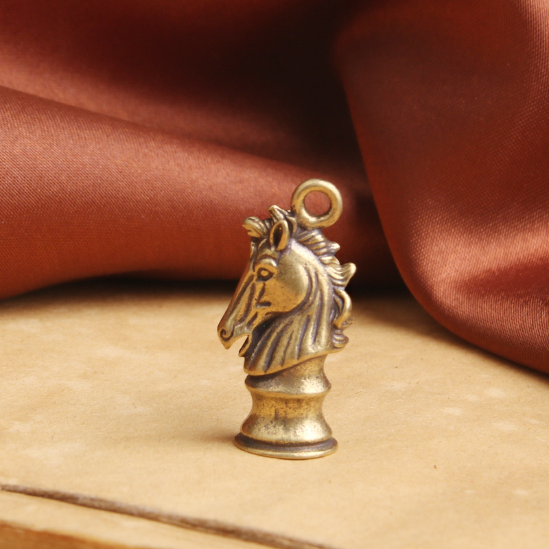 Tượng Nhỏ Bằng Đồng Hình Cá Ngựa, Móc Khóa (Kích Thước: 2.7 x 1.4cm)