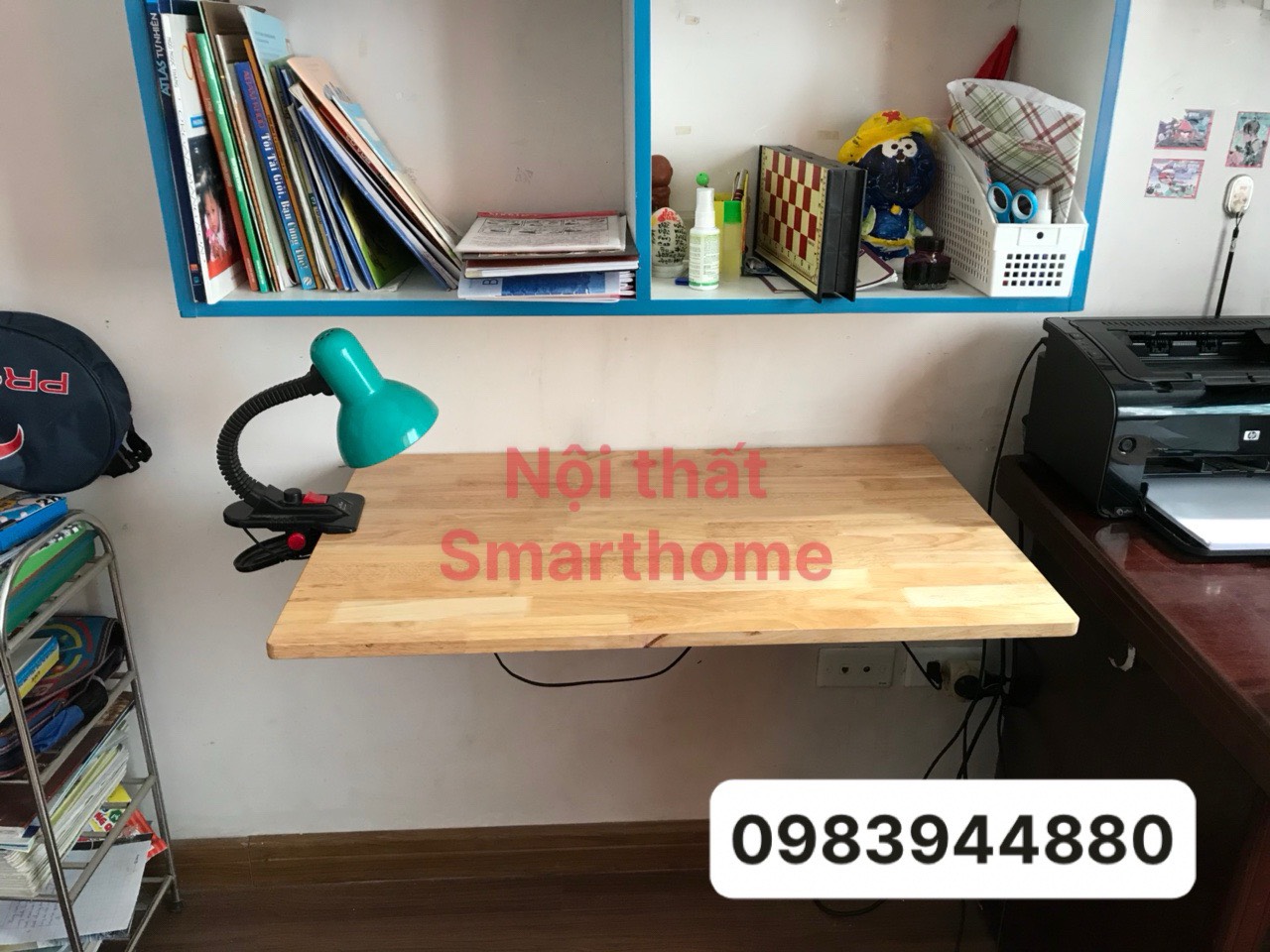 bàn gấp treo tường gỗ tự nhiên 80*40cm a2-60kg