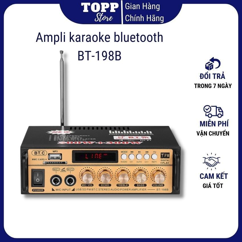 Âm ly karaoke, ampli karaoke mini, ampli bluetooth cao cấp, ampli mini karaoke BT-198B - Bảo hành 3 tháng