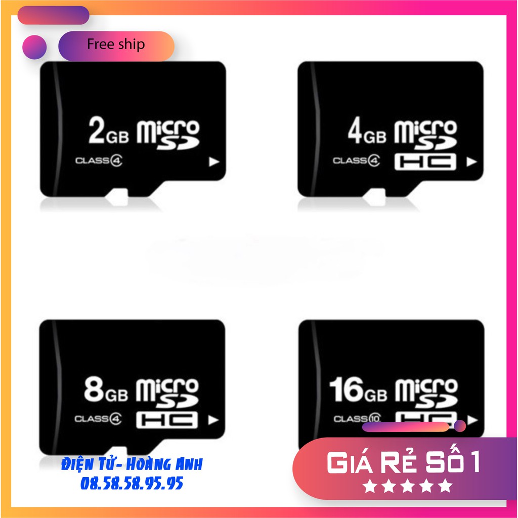 Thẻ nhớ 32gb – 16gb – 8gb – 4gb – 2gb class 10 micro sdhc gắn điện thoại, loa, tai nghe