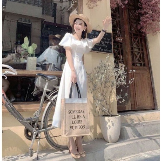 Đầm tiểu thư tay cánh tiên xoè maxi