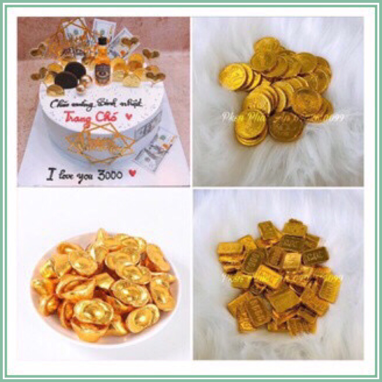 [HCM]Túi 1kg đồng tien socola nhí Việt Thái trang trí bánh kem HPBD
