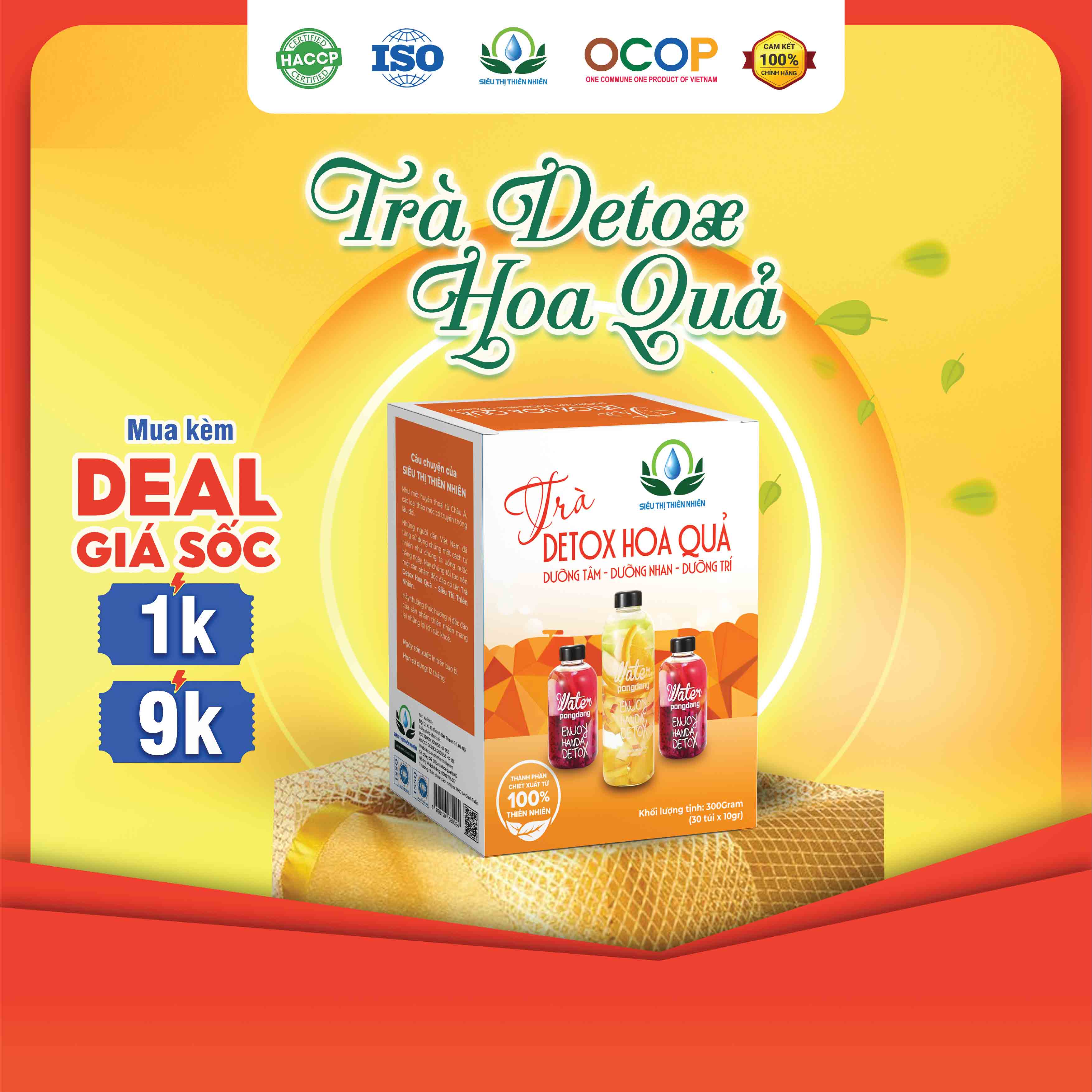 Detox Hoa Quả Sấy Khô Mộc Sắc SIÊU THỊ THIÊN NHIÊN Giúp Giảm Cân, Làm Đẹp Da Thon Gọn Vóc Dáng Hộp 30 Gói