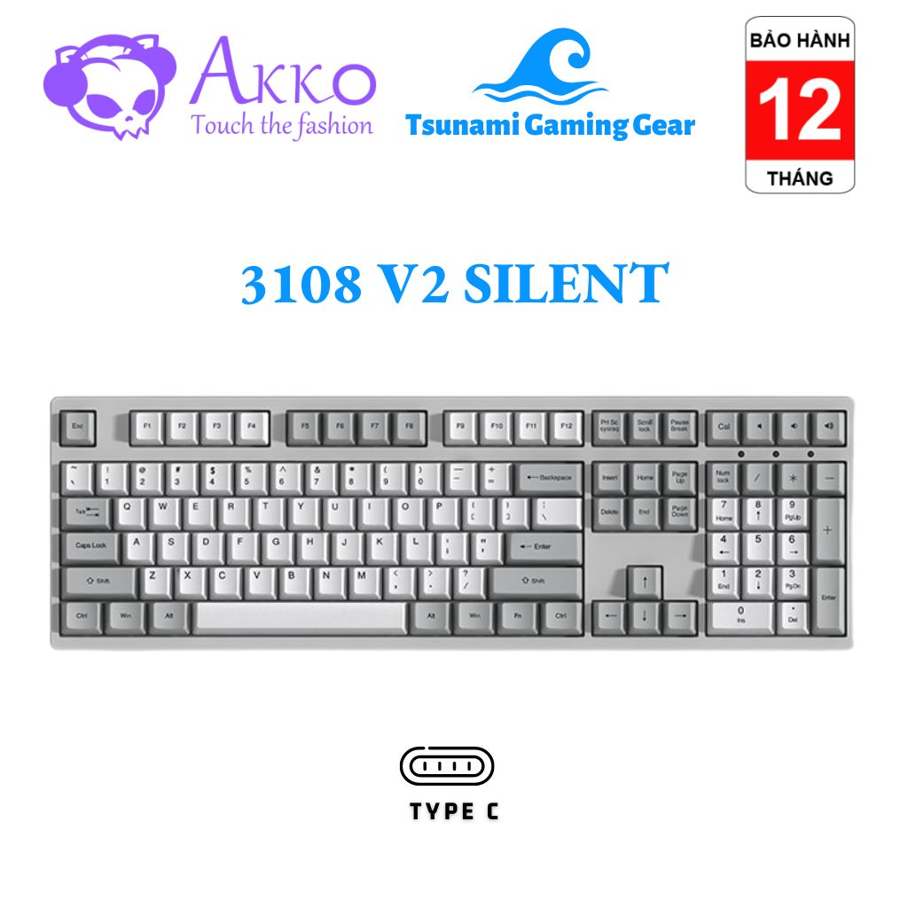 Bàn phím cơ akko 3108 silent cherry/akko switch/ akko switch v2 - hàng chính hãng