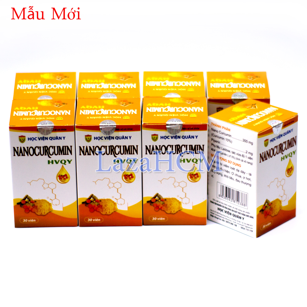 Liệu trình 2 tháng 8 hộp Nano Curcumin HVQY giảm đau dạ dày, tá tràng, giúp đẹp da
