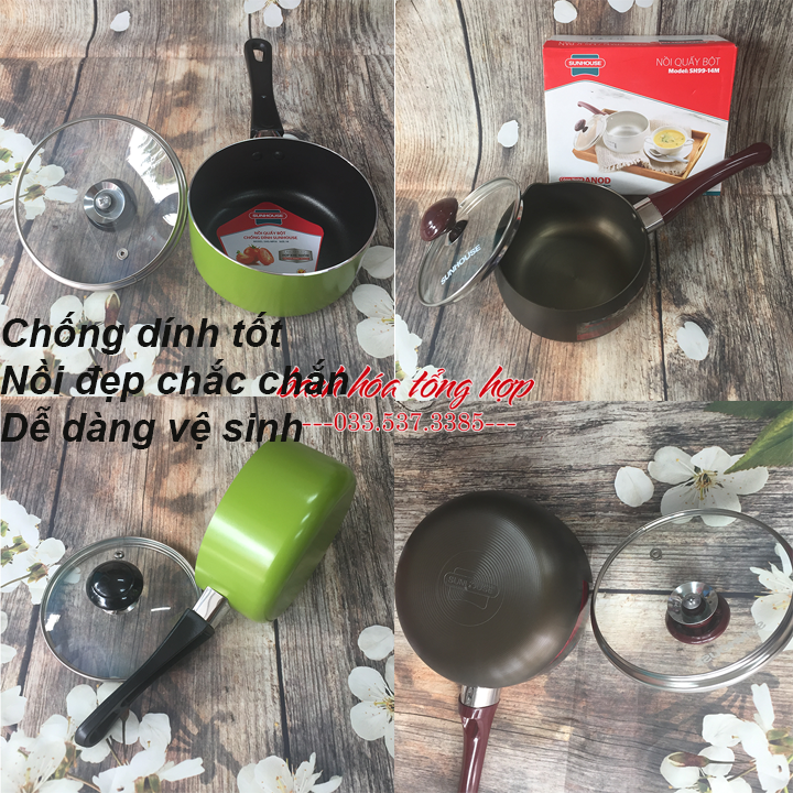 Nồi nấu bột sunhouse chống dính 14cm, nồi nấu cháo, nồi nấu bột cho bé, nồi nấu cháo cho bé, xoong nấu bột, xoong nấu cháo, quánh nấu bột, quánh nấu cháo bằng hợp kim nhôm