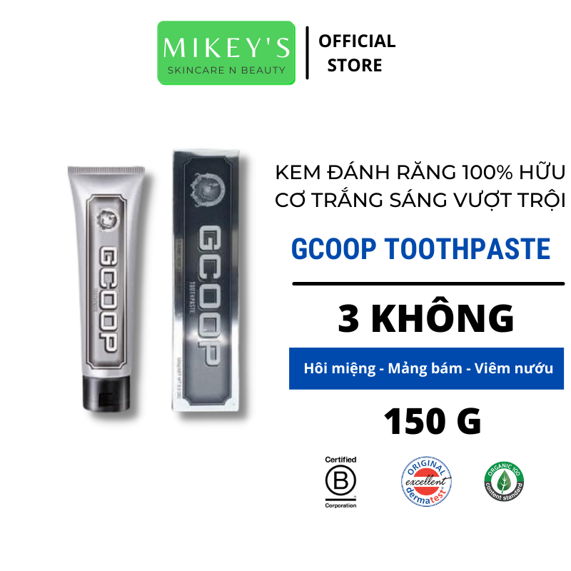 Kem đánh răng trắng răng thơm miệng Hàn Quốc GCOOP, chiết xuất hữu cơ 150 GR