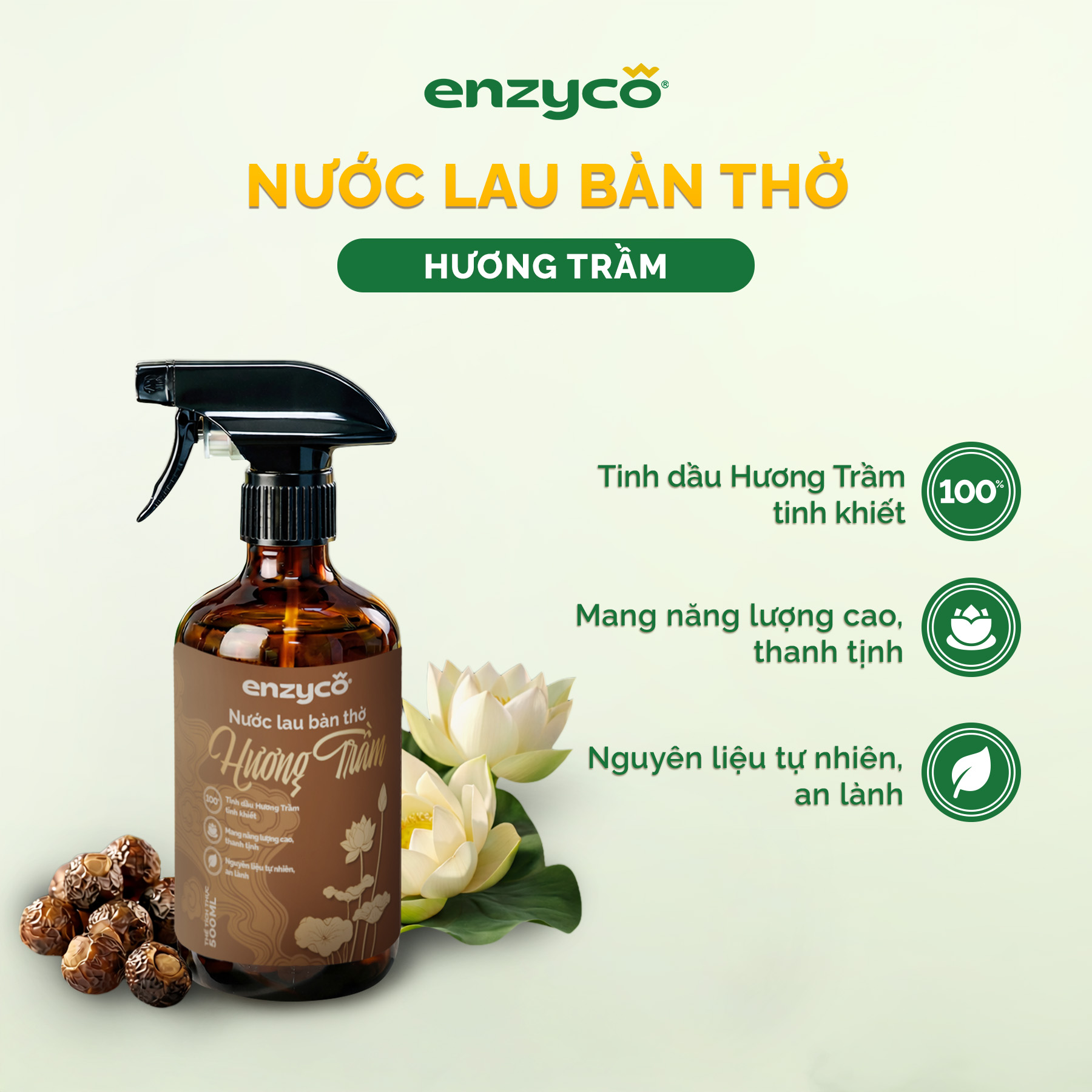 Enzyco Agarwood Altar Cleaner 500ml – Water to Clean the Altar on Tet Holidays, Cleaning the Altar Brings a Sacred Space for Worship. Giá 159,000 Đồng*Miễn phí vận chuyển