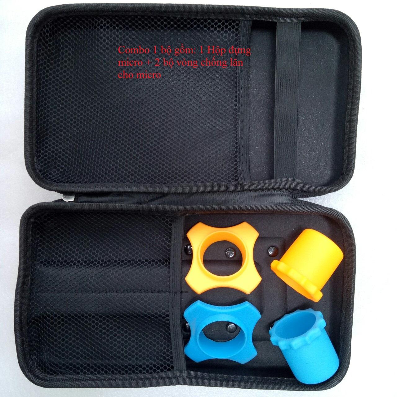 Combo 1 bộ gồm: 1 Hộp đựng micro + 2 bộ vòng chống lăn cho micro