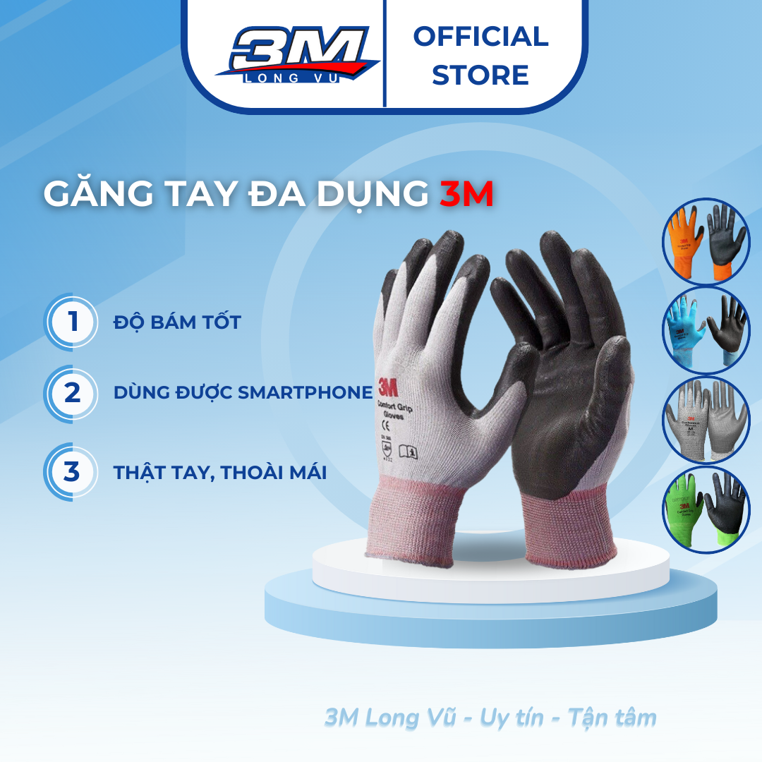 Găng Tay Đa Dụng 3M  Bảo Vệ Tối Ưu Cảm Giác Tay, Thông Thoáng An Toàn, Bền Bỉ -  3M Long Vu