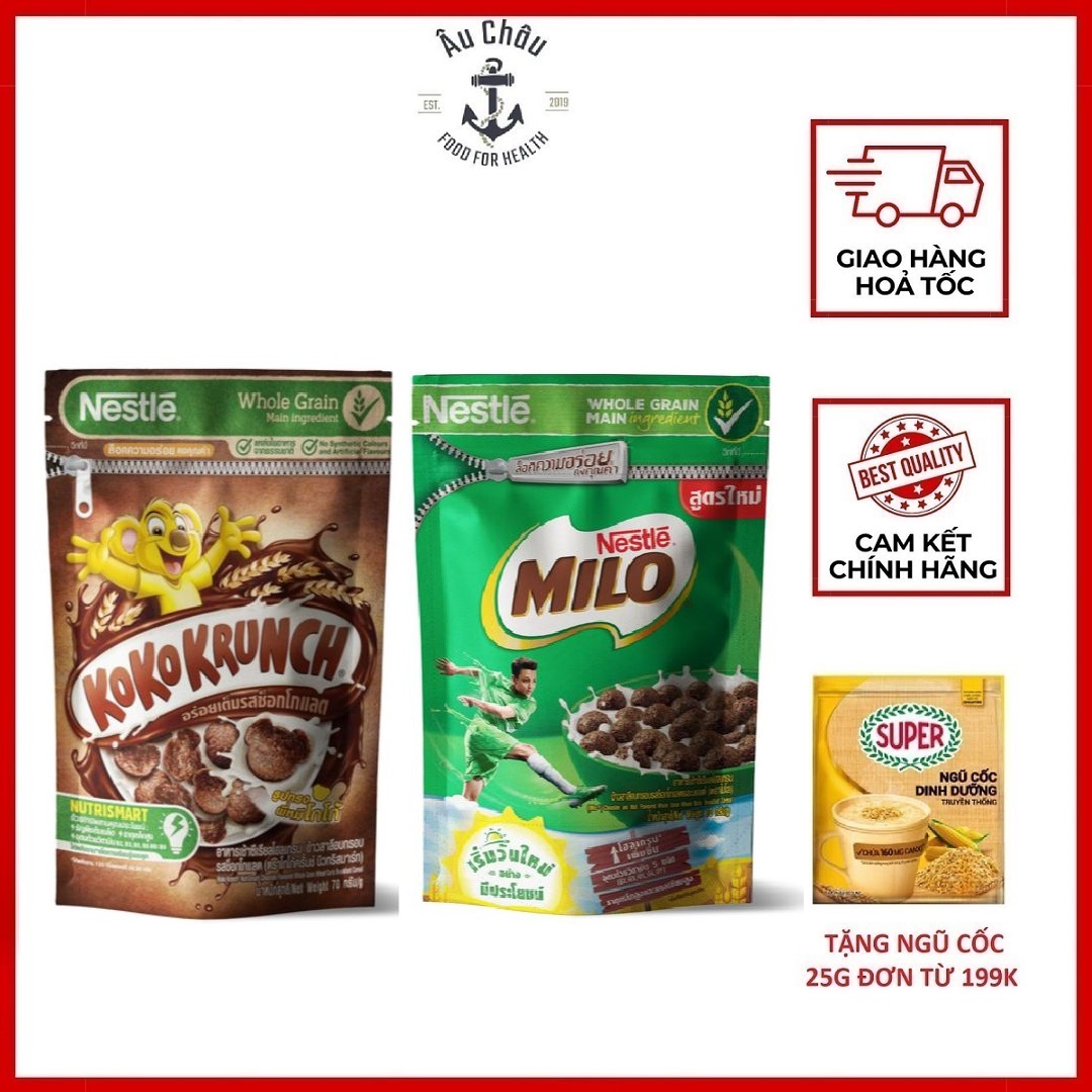 Bánh ăn sáng Nestle Koko Krunch, Milo hình gấu NK Thái Lan 70g túi zip - ÂU CHÂU SHOP