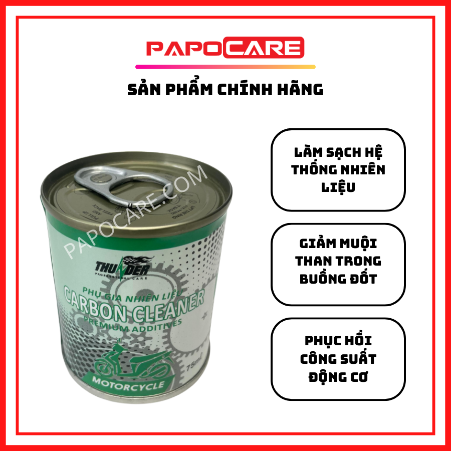 Dung dịch vệ sinh buồng đốt, phụ gia xăng thunder carbon cleaner 75ml - papocare