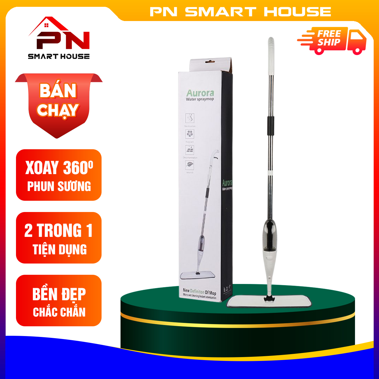 Cây lau nhà phun nước thông minh AURORA Xoay 360 độ mới 2023, Cây lau nhà phun sương, bộ lau nhà thông minh, cây lau nhà thông minh, cây lau nhà tự vắt thông minh, cây lau nhà 360°, Chổi Lau Nhà Phun Sương Đa Năng