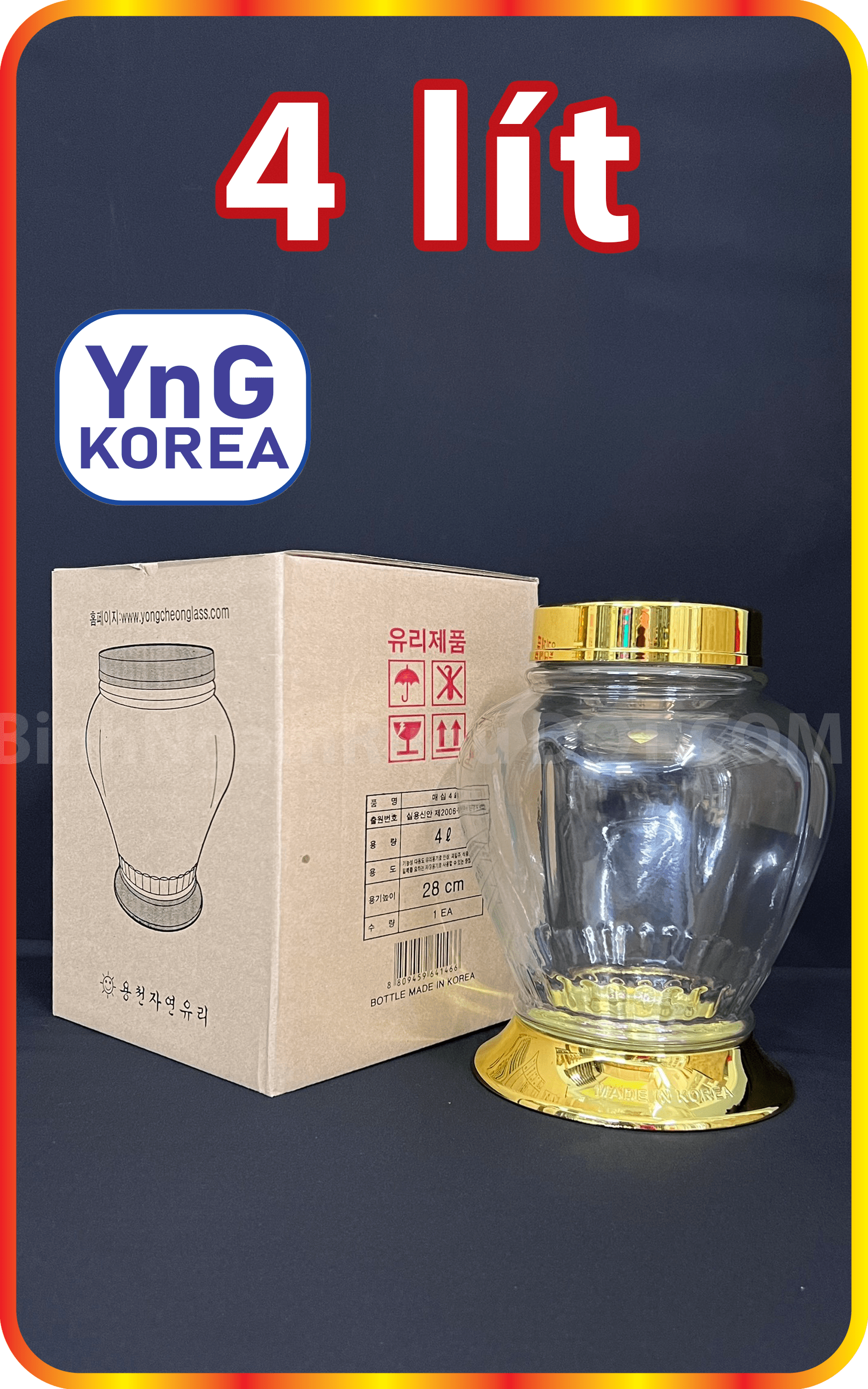 Bình ngâm rượu hàn quốc thể tích 4 lít táo