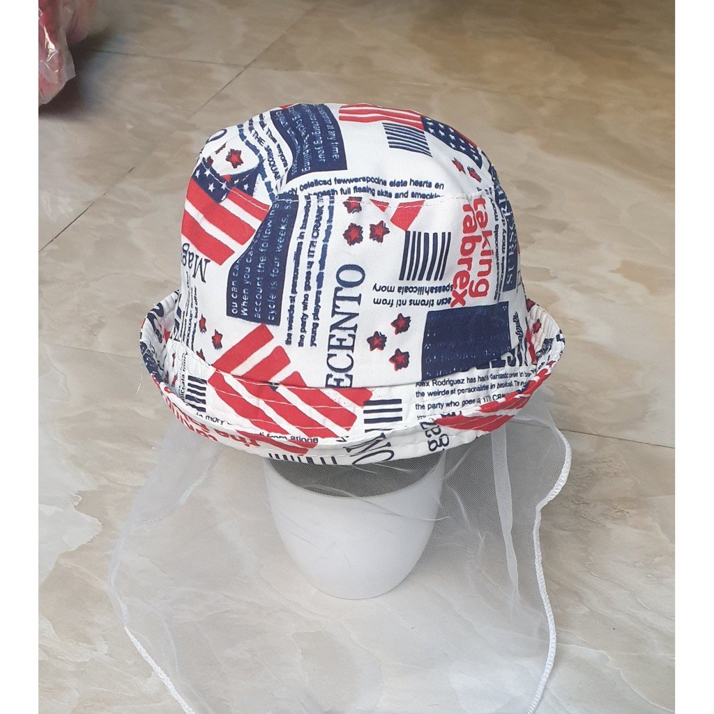 Mũ kèm khăn voan cho bé 0-6 tháng - Chống bụi