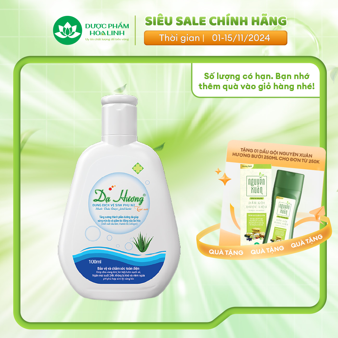 Dung dịch vệ sinh phụ nữ Dạ Hương 100ml