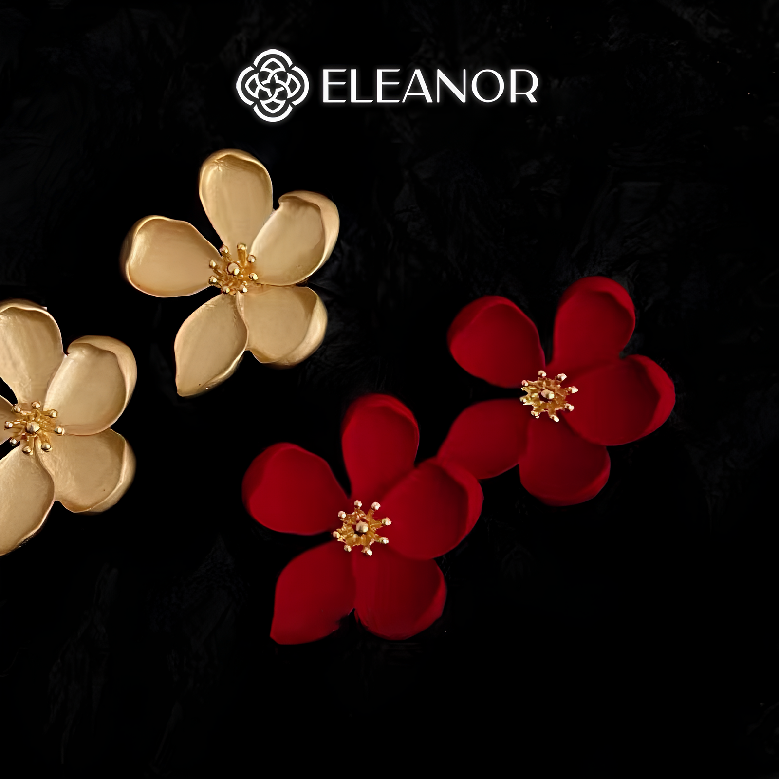 Bông tai nữ chuôi bạc 925 Eleanor Accessories khuyên tai hình bông hoa bản to phụ kiện trang sức 4265