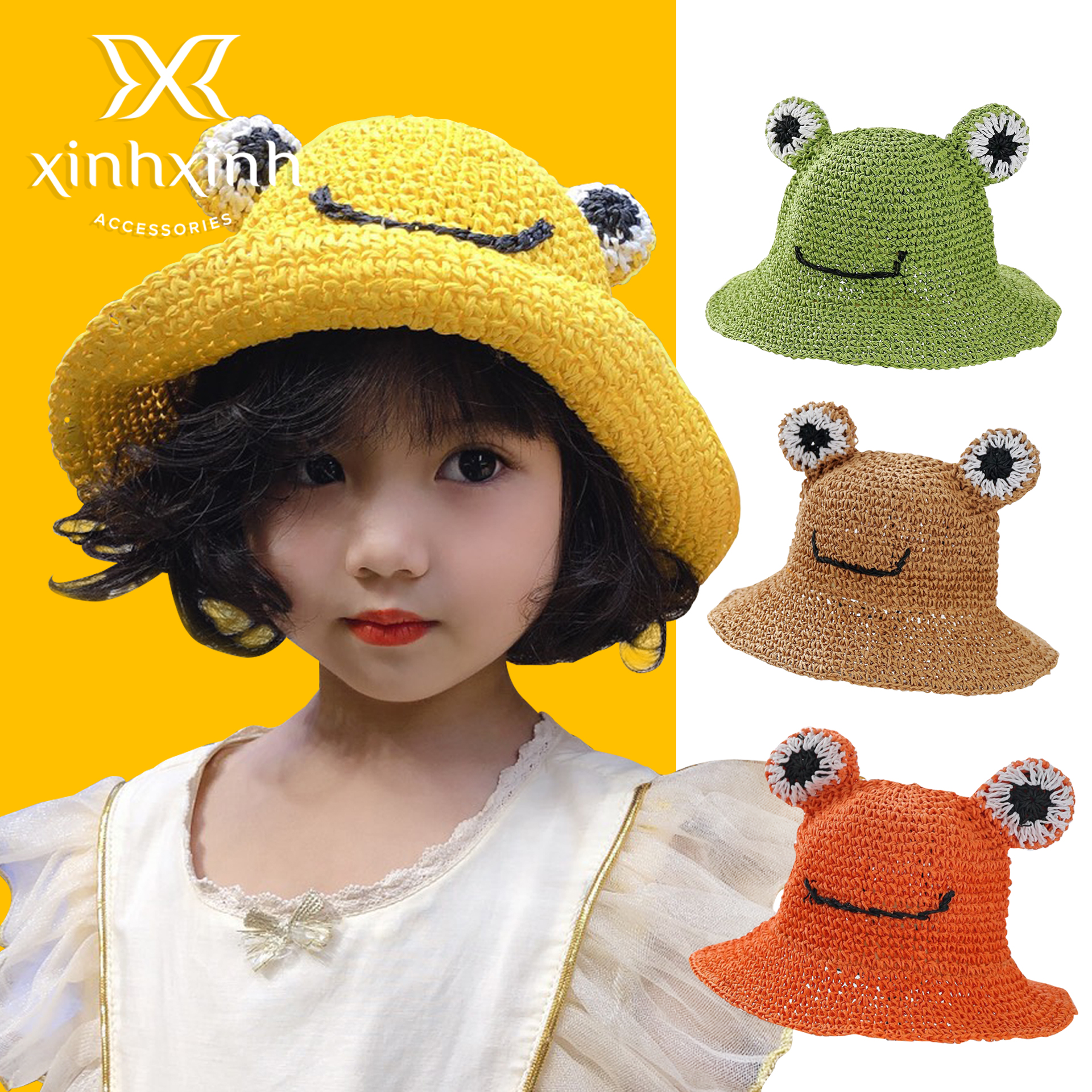 Mũ cói mắt ếch dễ thương cho bé yêu - Xinh Xinh Accessories