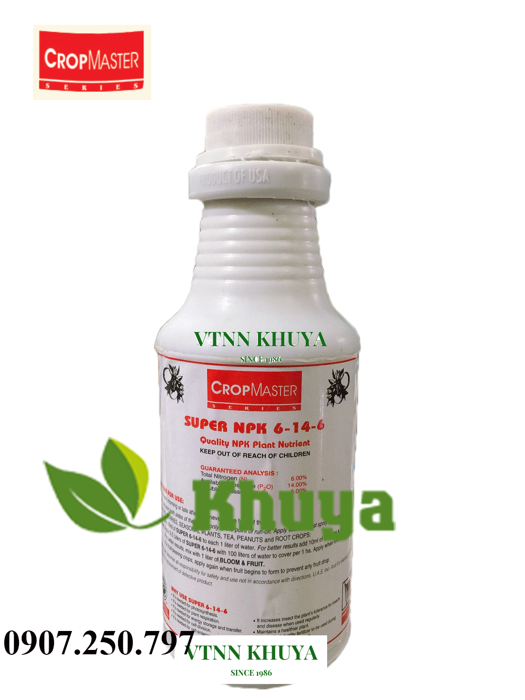 Phân bón lá Super NPK 6-14-6 chai 250ml Đậu trái Chống rụng trái non