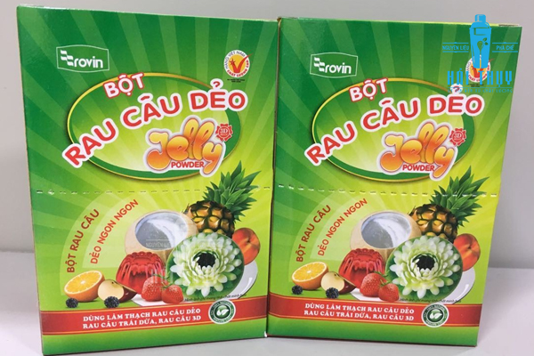 Bột rau câu dẻo rovin jelly hoàng yến hộp 12 gói