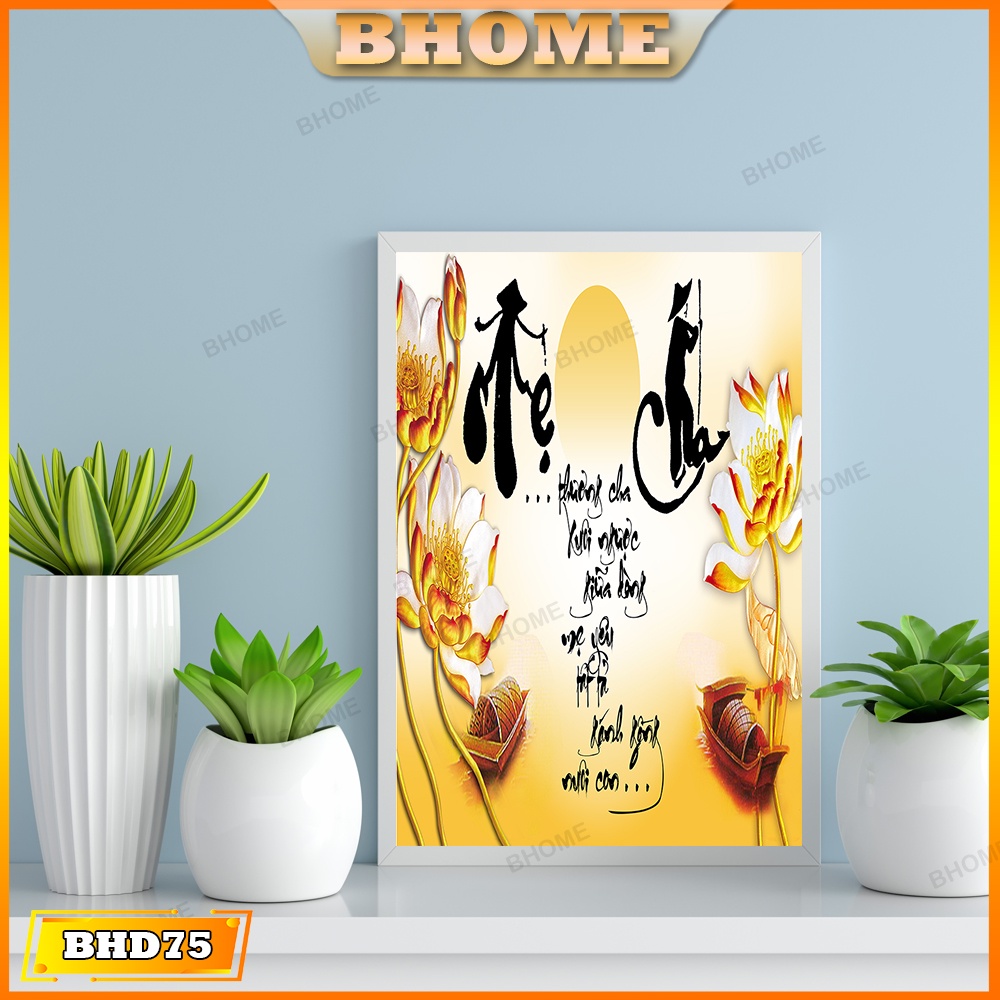 Tranh treo tường chữ thư pháp - ơn nghĩa mẹ cha