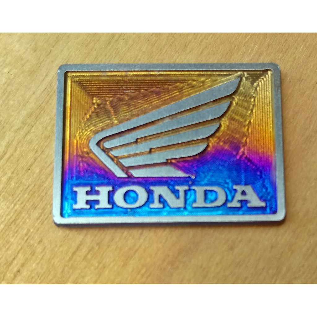 Tem dán trang trí nhôm TITAN 100% Logo HONDA bé bé xinh xinh, keo dán 3M siêu chắc
