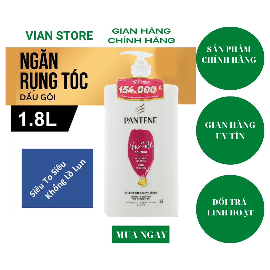 Dầu gội Pantene Hair Fall Control ngăn rụng tóc 1.8 lít
