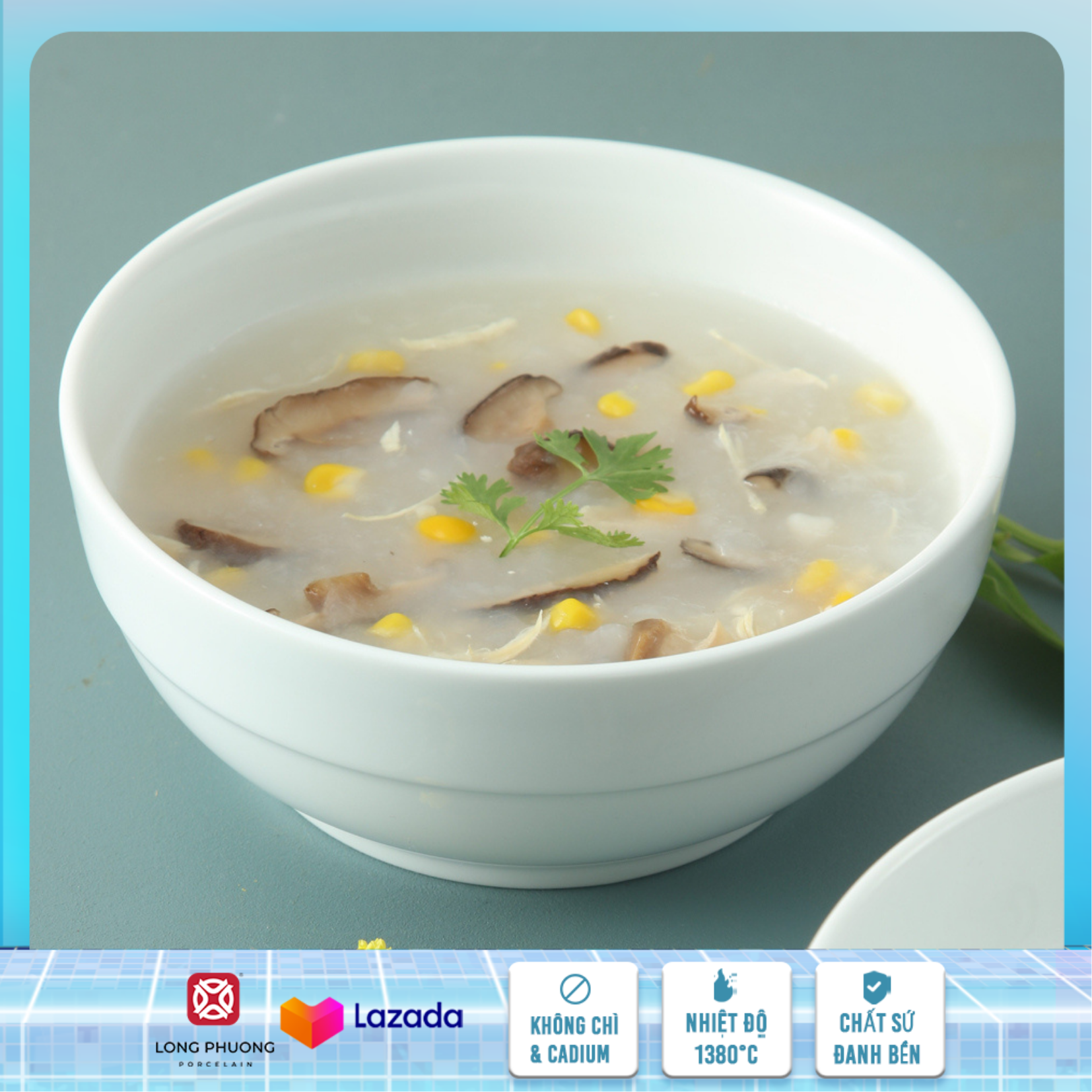 Tô tống ngấn - Bát tô đựng phở, bát canh, tô phở sứ trắng Long Phương