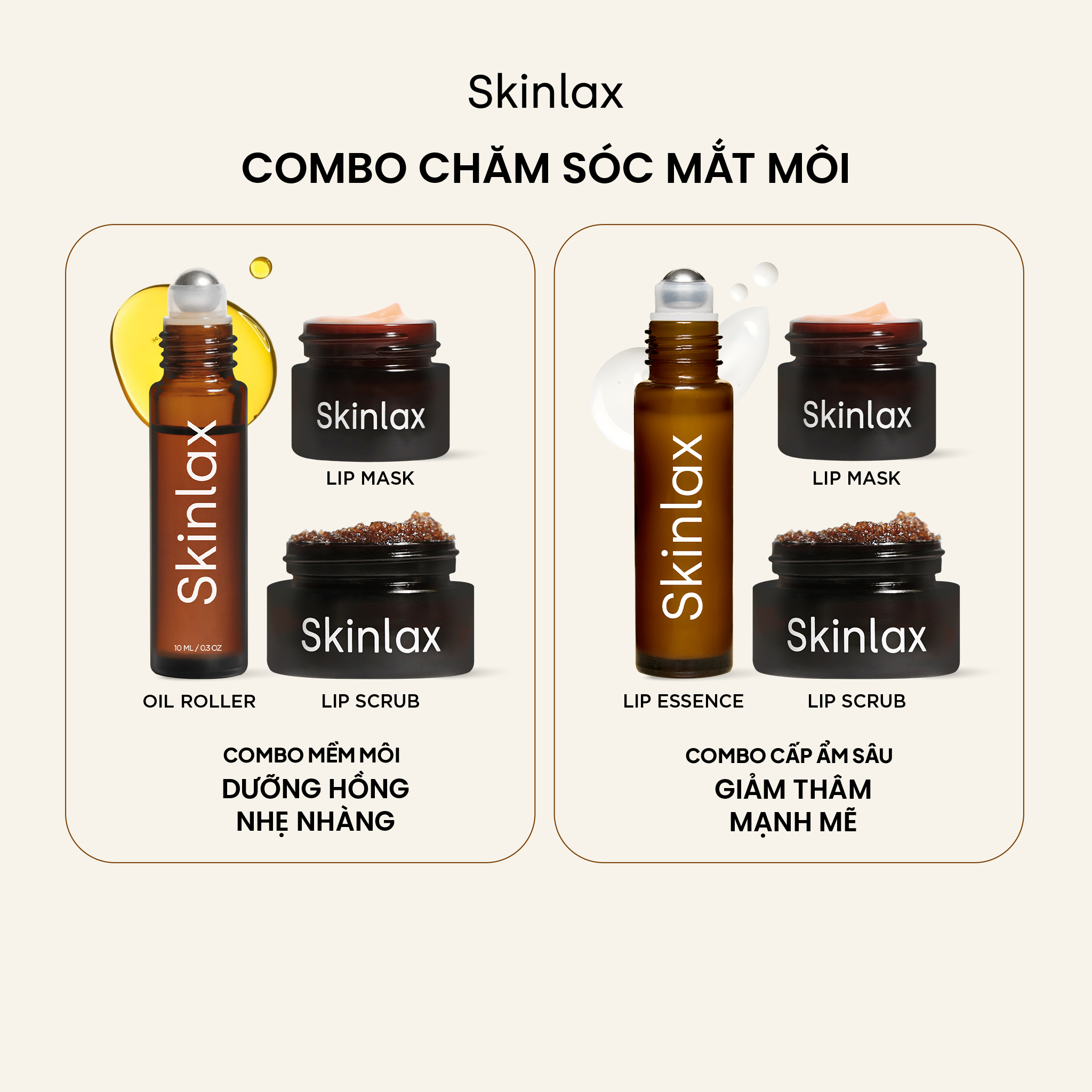 Combo dưỡng mắt, giảm thâm, dưỡng hồng môi skinlax