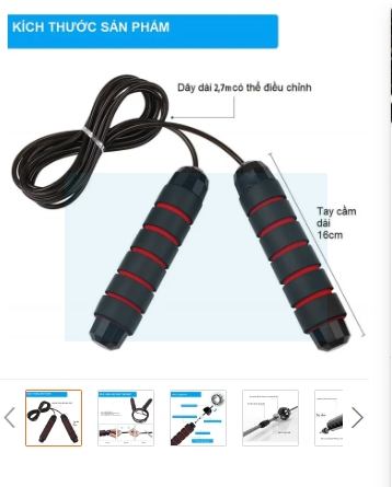 Dây nhảy lõi thép thể lực tập thể dục, thể thao, muay boxing kickboxing 2,7m siêu bền chỉnh được độ dài