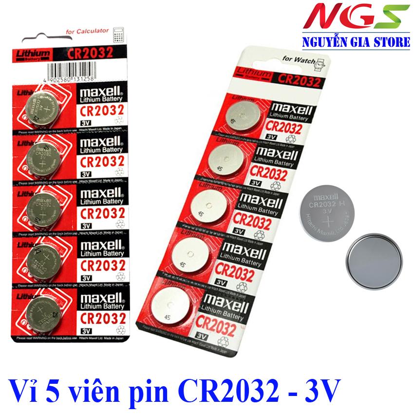 Vỉ 5 viên pin cmos cr2032 maxell lithium battery 3v
