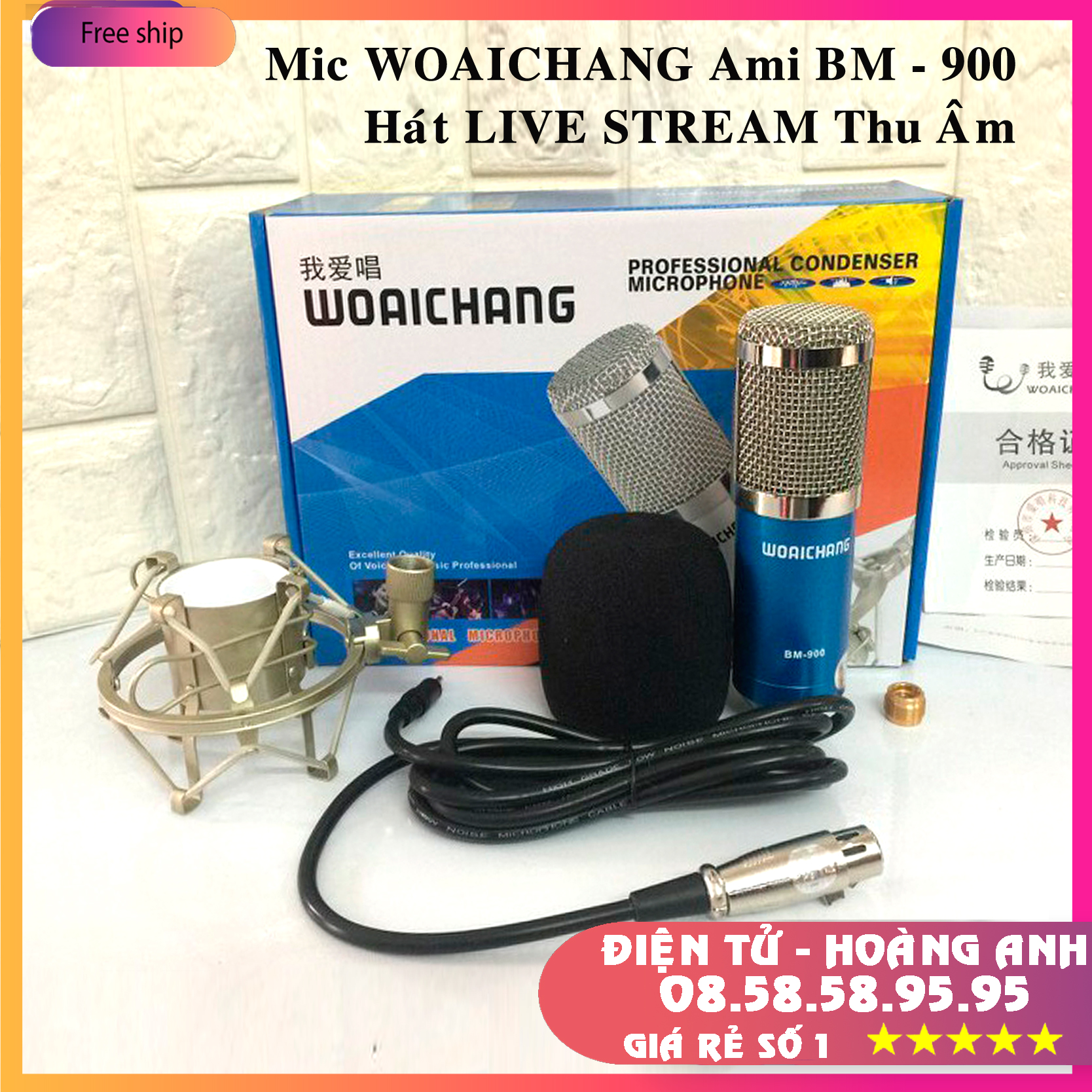Micro thu âm livestream woaichang - ami bm-900-hát karaoke online thu âm