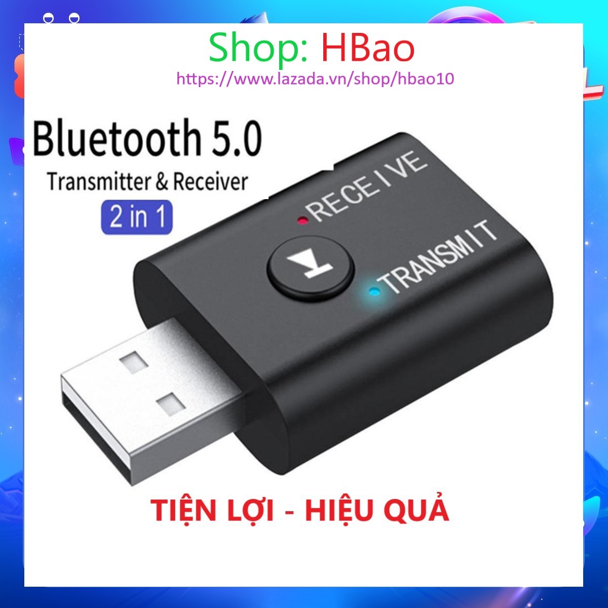 Bộ thiết bị thu phát bluetooth 5.0 không dây hai chiều usb laptop pc ô tô phát nhạc - bluetooth receiver transmit tr6
