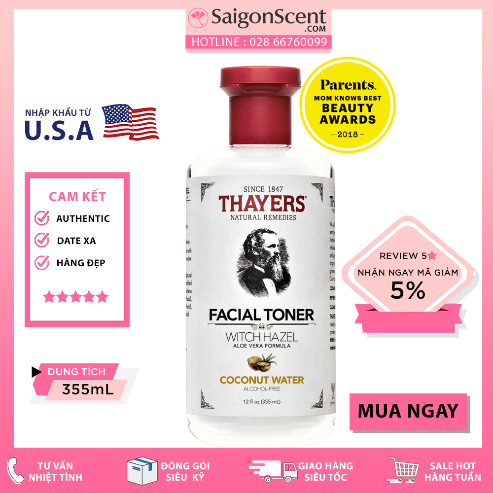 Nước cân bằng Thayers Witch Hazel Alcohol-Free Toner Coconut Water